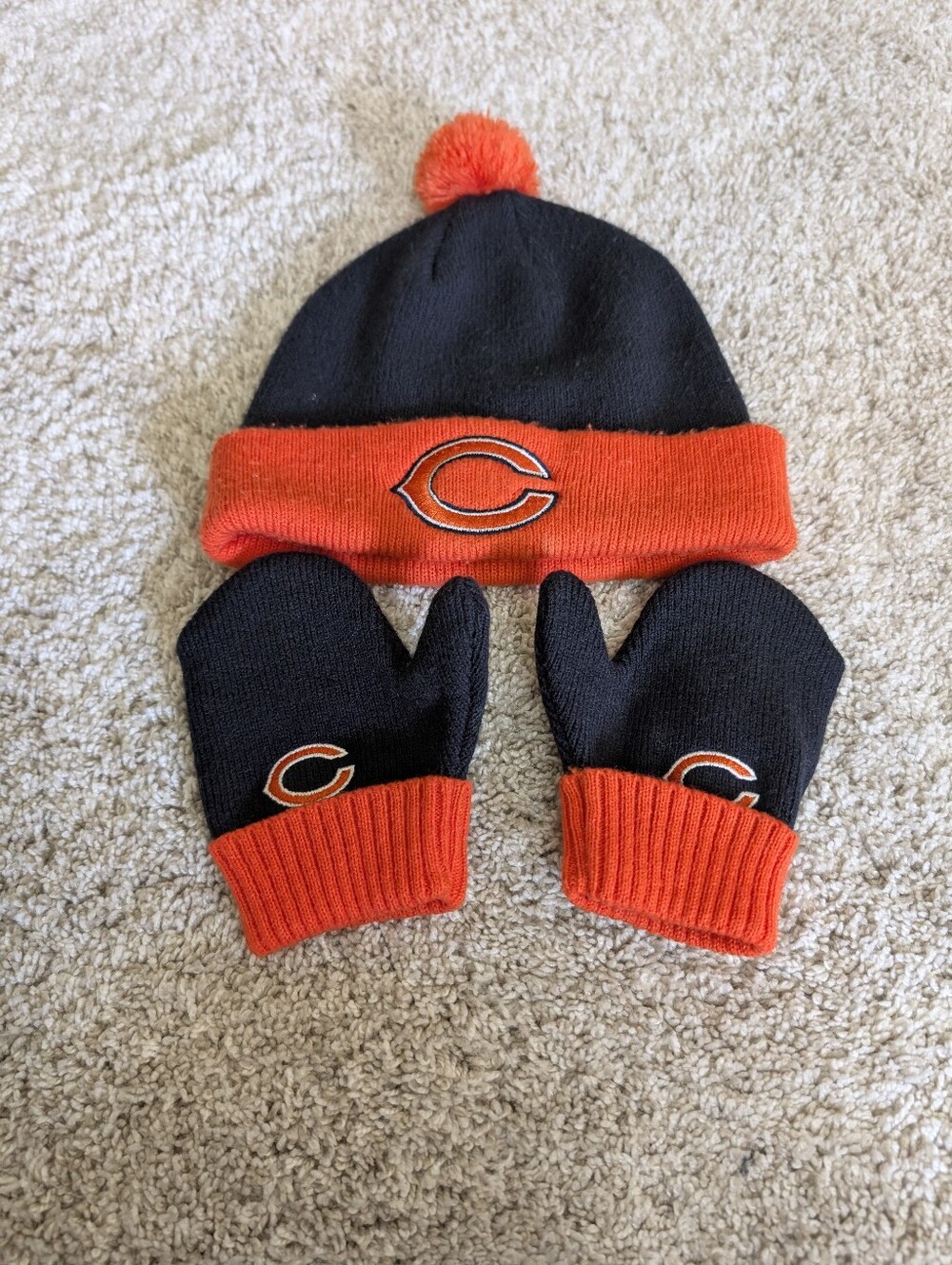 Chicago Bears Hat Matching Mittens - Toddler